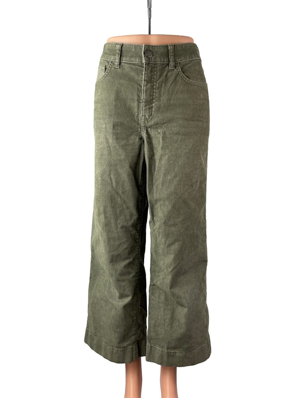 Upwest Women's Green Corduroy High Rise Wide Leg Baggy Trousers Pants Size S